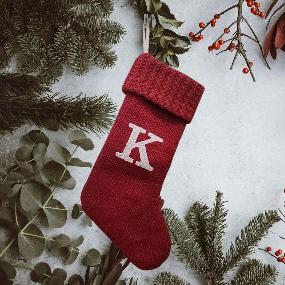 Target Wondershop Monogram Christmas Stocking Letter K Initial Red Knit Xmas